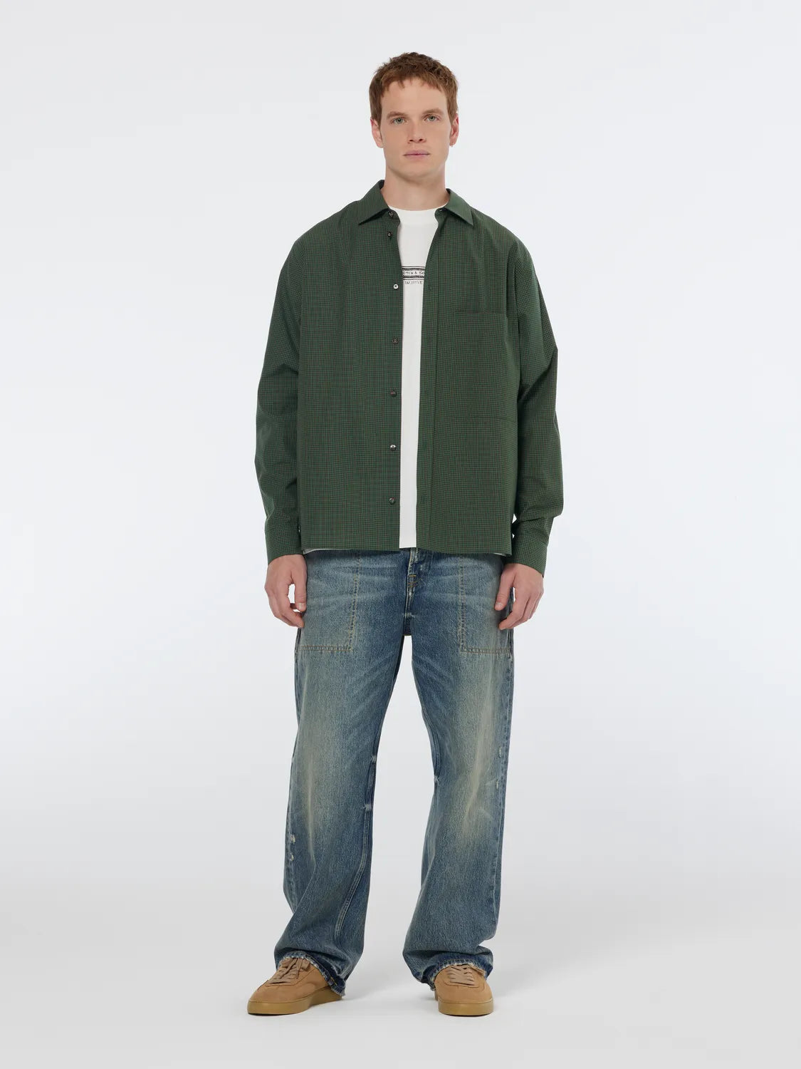 Relaxed Fit Yarn-Dyed Micro-Check Shirt