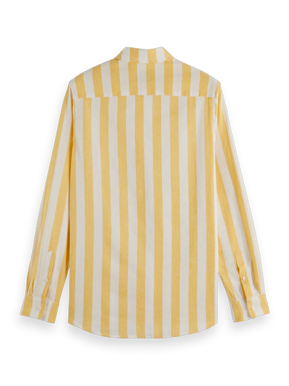 Regular-Fit Yarn-Dyed Linen Blend Stripe Shirt