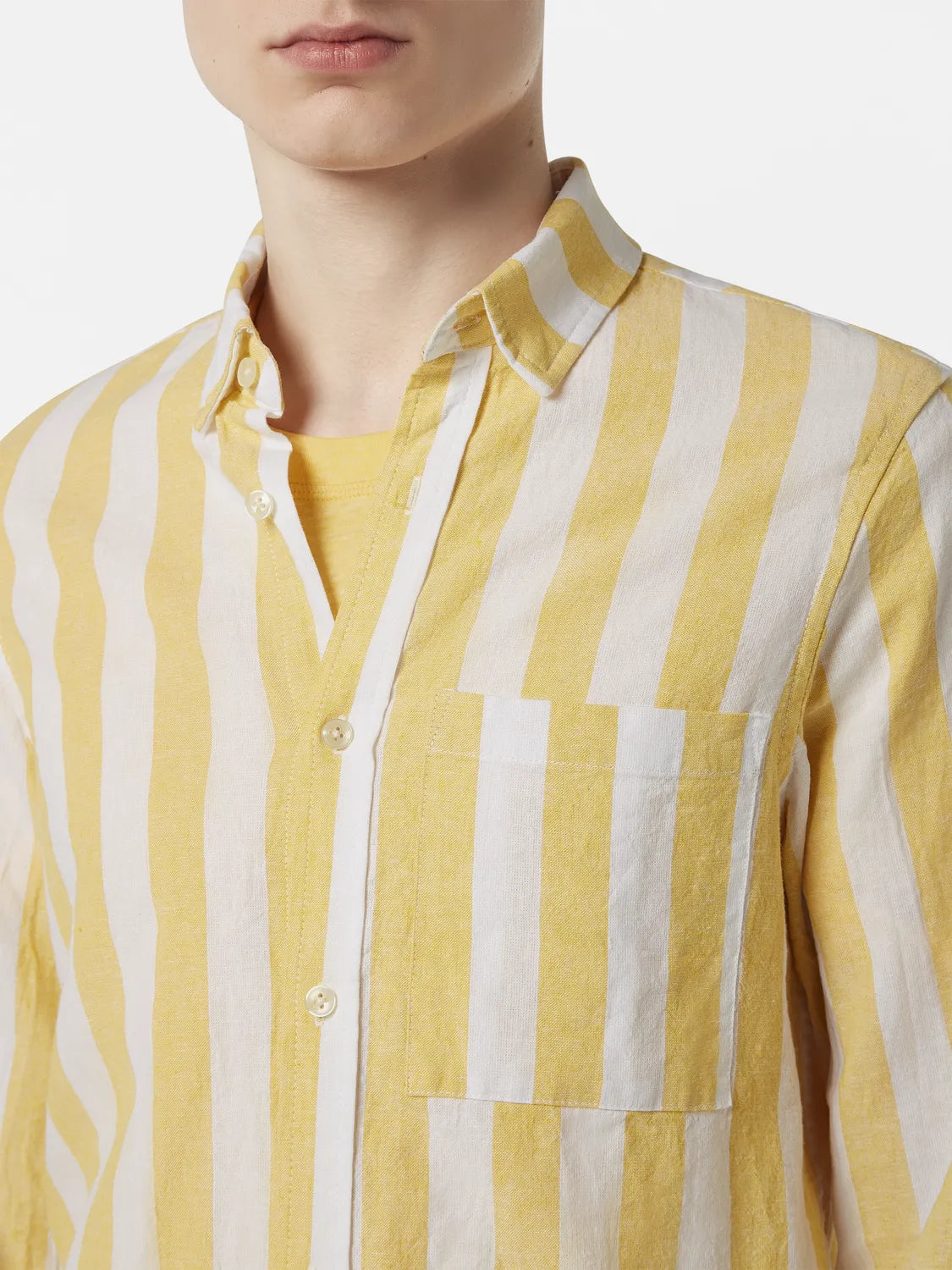 Regular-Fit Yarn-Dyed Linen Blend Stripe Shirt