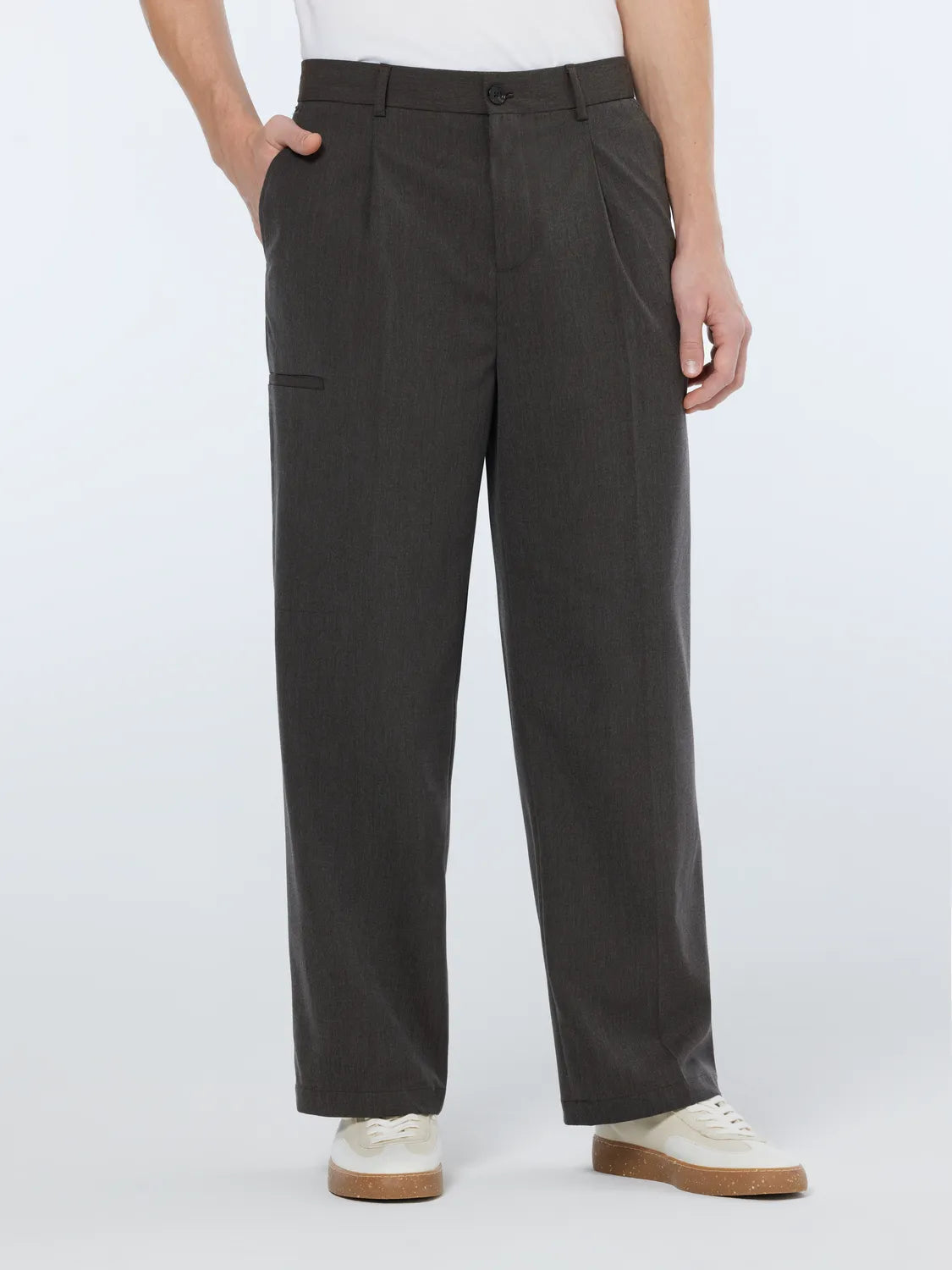 Pocket Detail Wide Fit Melange Chino