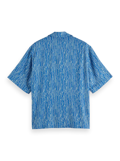 Printed Relaxed-Fit Linen-Blend Short Sleeve Shirt