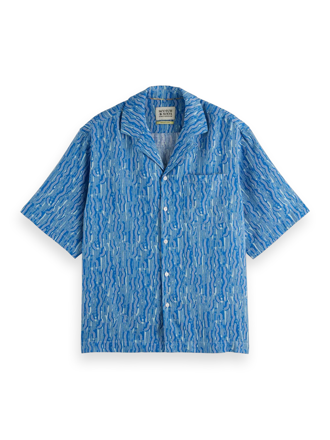 Printed Relaxed-Fit Linen-Blend Short Sleeve Shirt