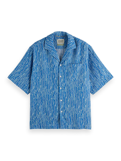 Printed Relaxed-Fit Linen-Blend Short Sleeve Shirt