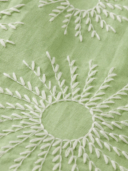 Relaxed-Fit Embroidered Linen-Blend Short Sleeve Shirt