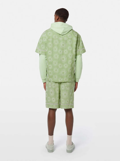 Relaxed-Fit Embroidered Linen-Blend Short Sleeve Shirt