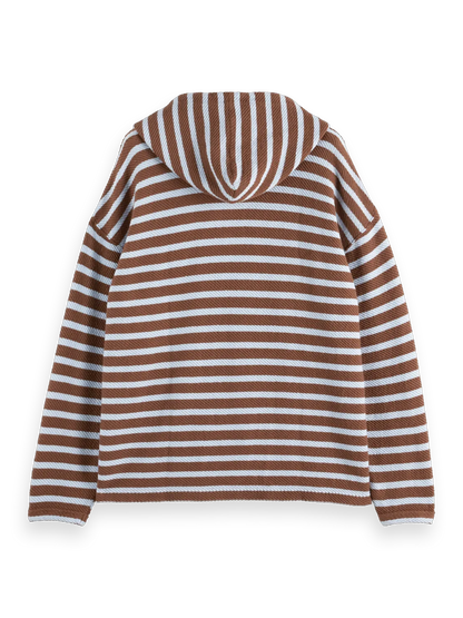 Loose-Fit Striped Slub Terrycloth Hoodie