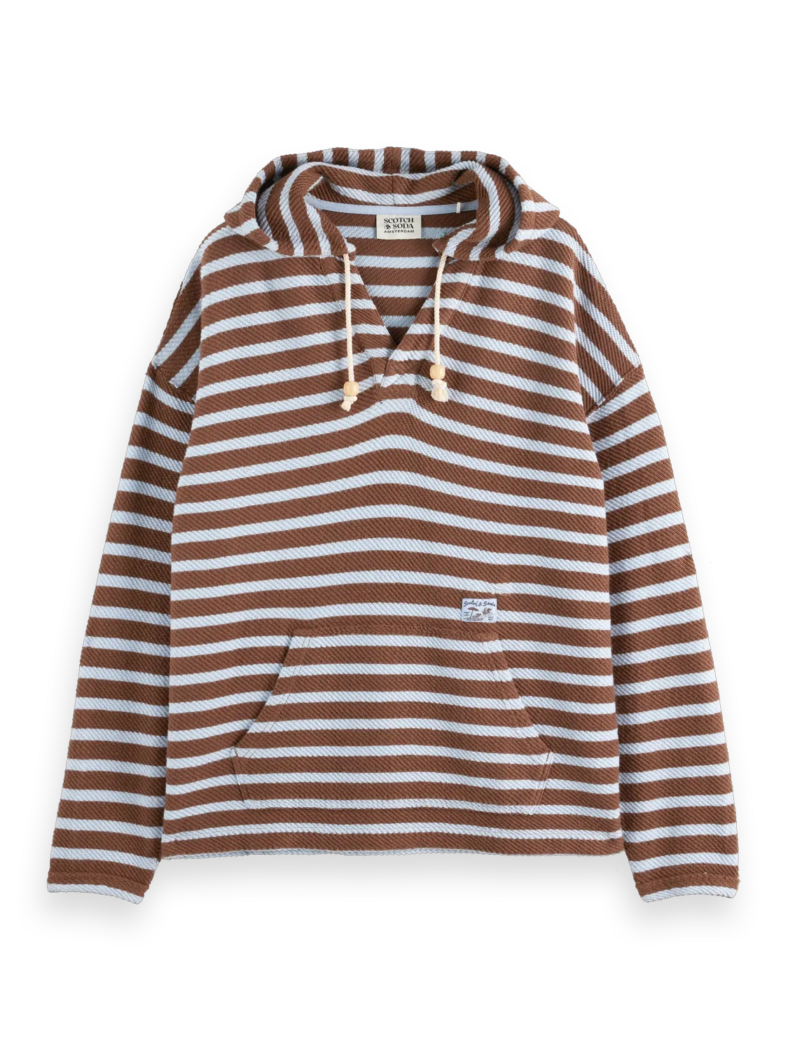 Loose-Fit Striped Slub Terrycloth Hoodie
