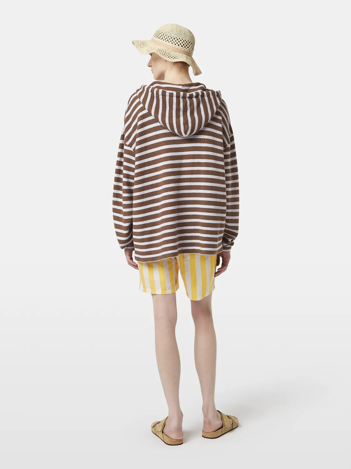 Loose-Fit Striped Slub Terrycloth Hoodie