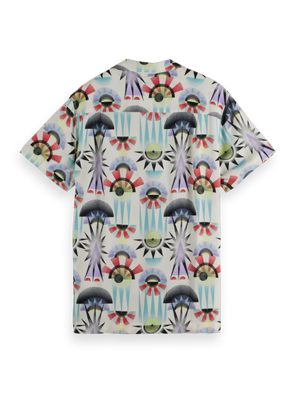 Printed Regular-Fit Viscose Short Sleeve Shirt