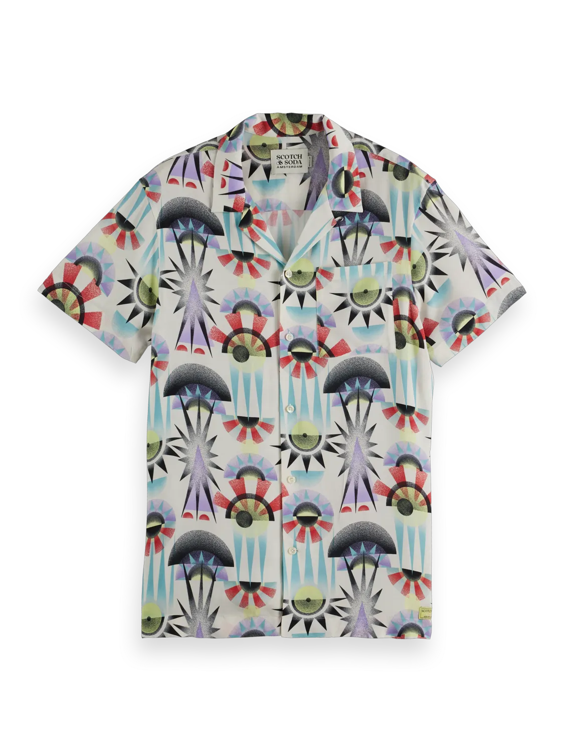 Printed Regular-Fit Viscose Short Sleeve Shirt