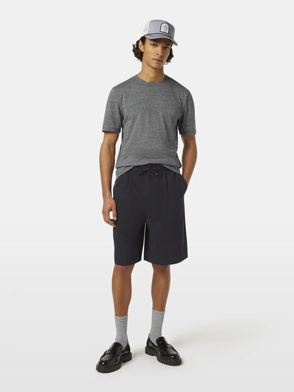 Loose Fit Pleated Seersucker Bermuda Short