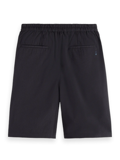 Loose Fit Pleated Seersucker Bermuda Short