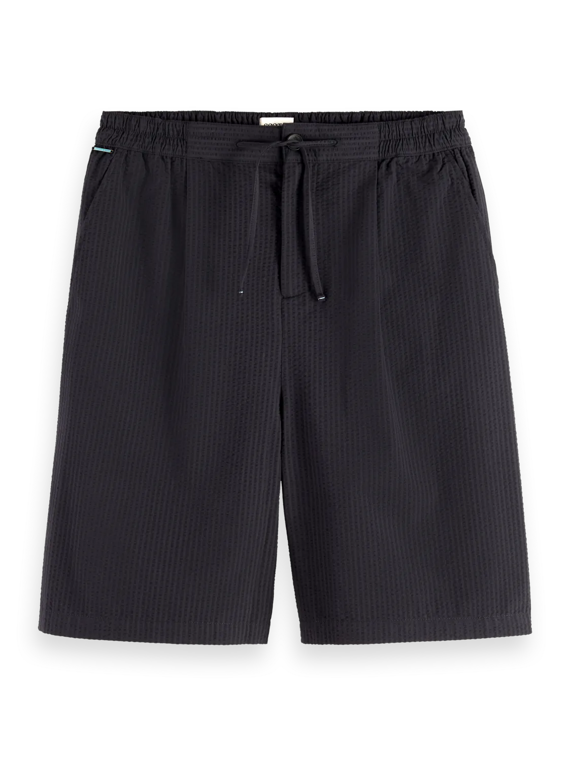 Loose Fit Pleated Seersucker Bermuda Short
