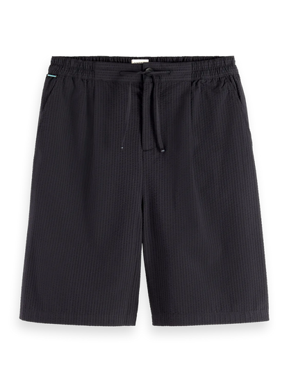 Loose Fit Pleated Seersucker Bermuda Short