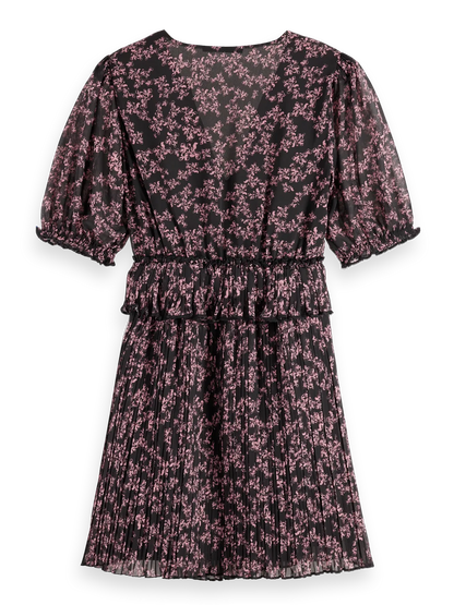 Floral Pleated Mini Dress