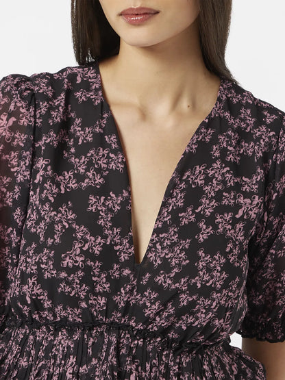 Floral Pleated Mini Dress