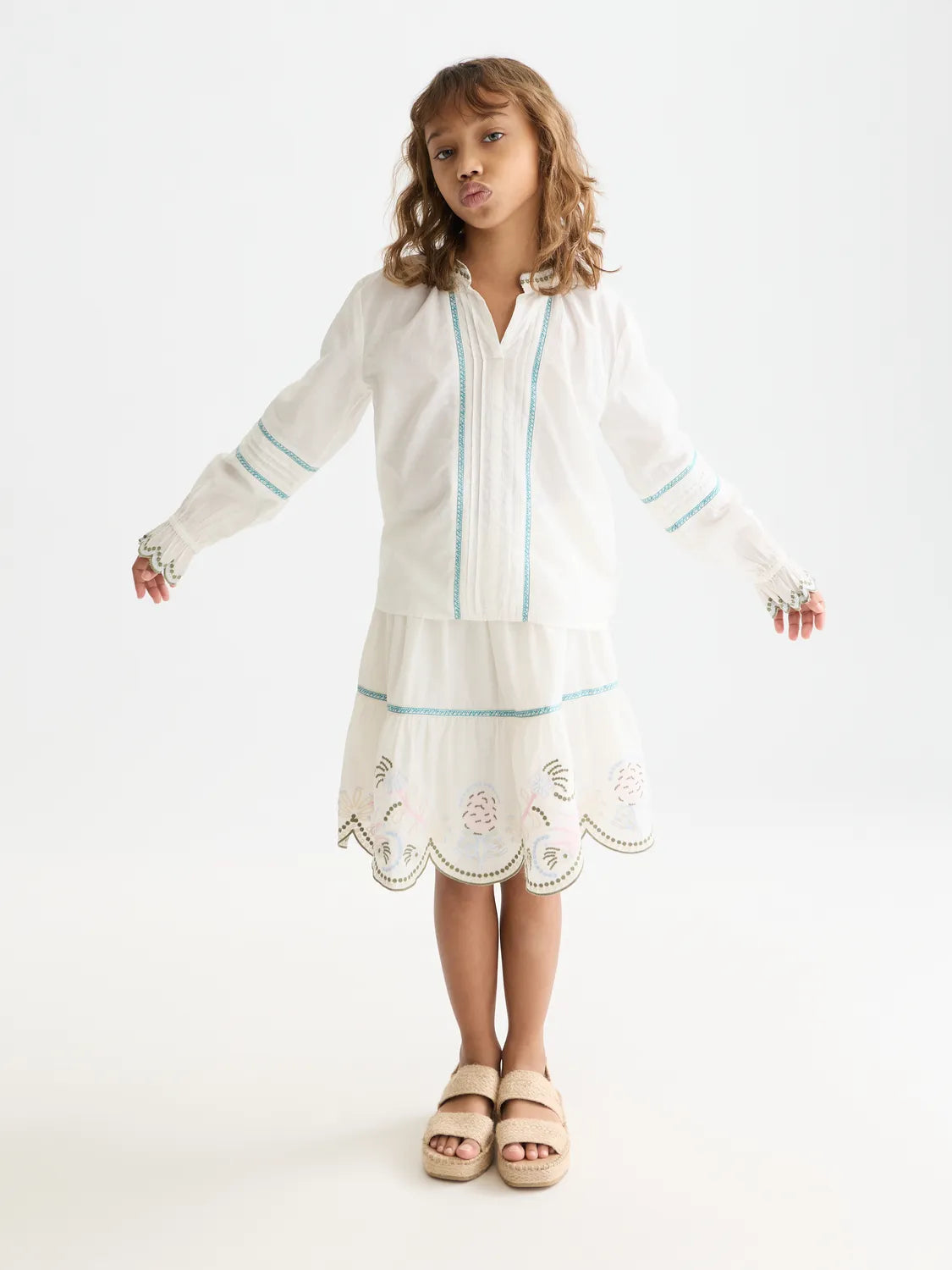 Embroidered Cuff Longsleeve Cotton Shirt