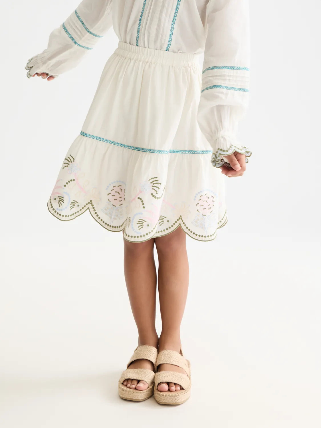 Embroidered Hem Cotton Skirt