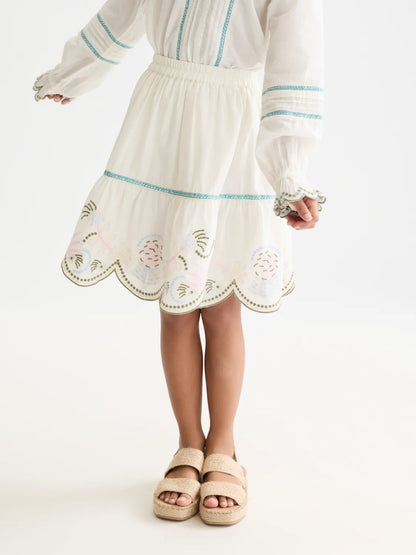 Embroidered Hem Cotton Skirt