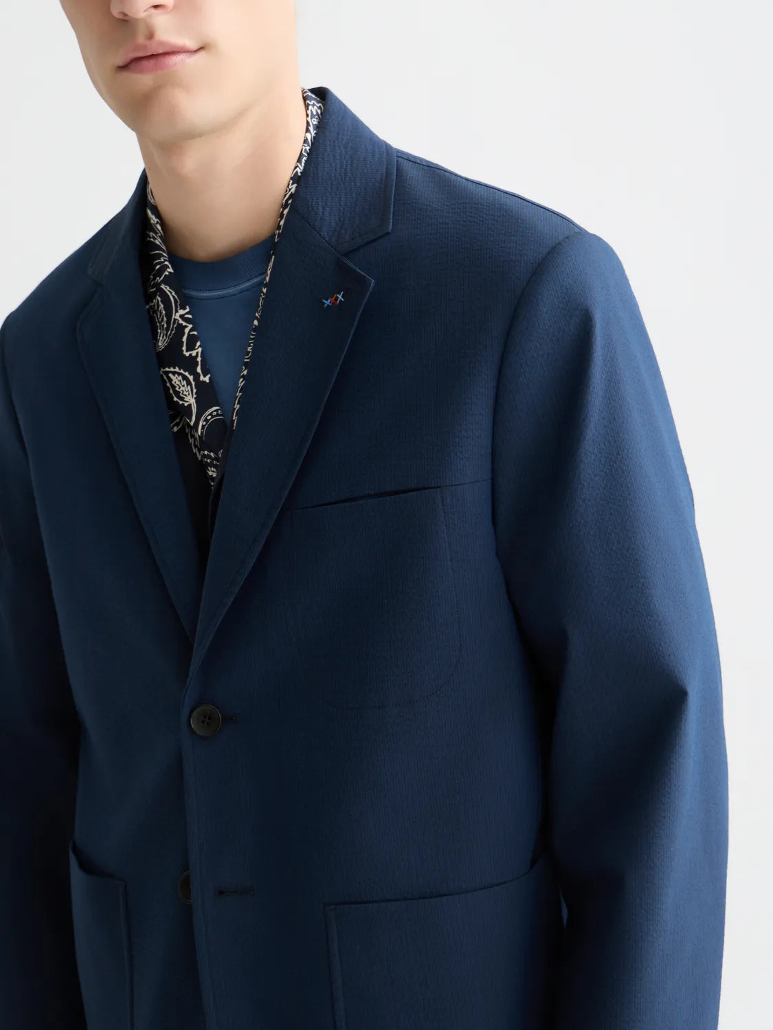 Unconstructed Cotton-Blend Seersucker Blazer