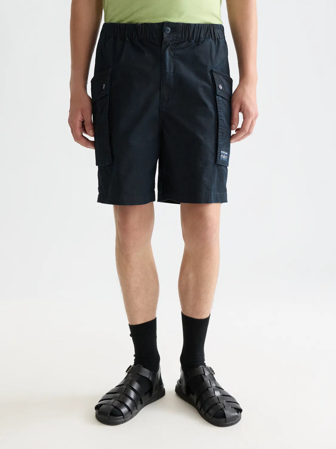 Washed Cotton-Blend Cargo Loose-Fit Bermuda Shorts