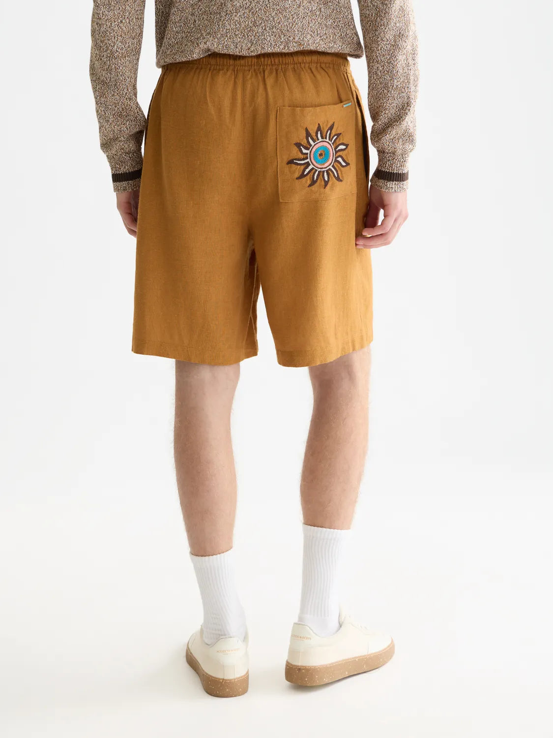 Embroidered Linen-Blend Wide-Fit Bermuda Shorts