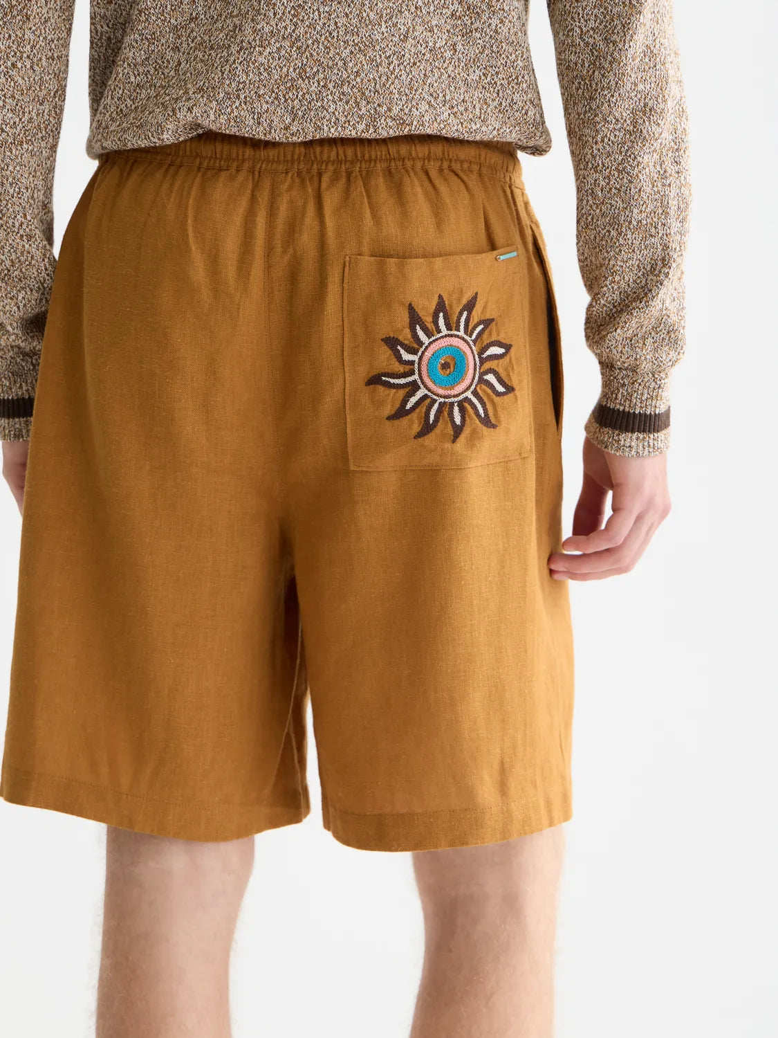 Embroidered Linen-Blend Wide-Fit Bermuda Shorts