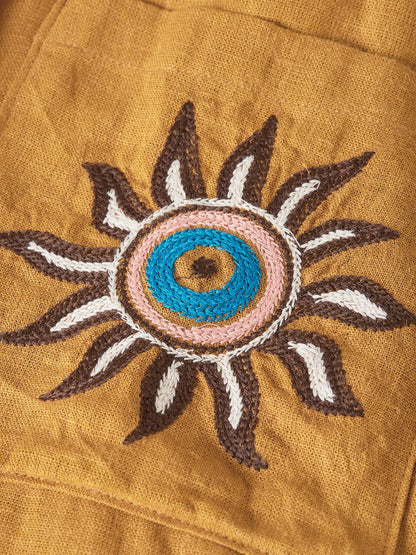 Embroidered Linen-Blend Wide-Fit Bermuda Shorts