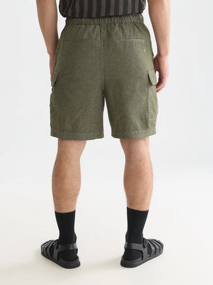 Linen-Blend Relaxed-Fit Cargo Bermuda Shorts