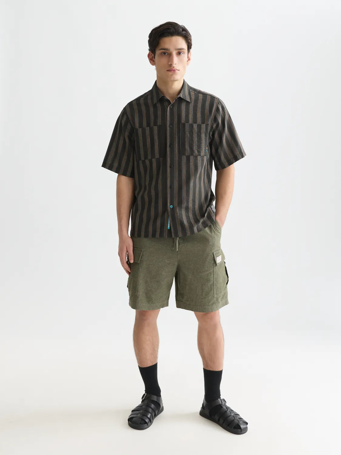 Linen-Blend Relaxed-Fit Cargo Bermuda Shorts