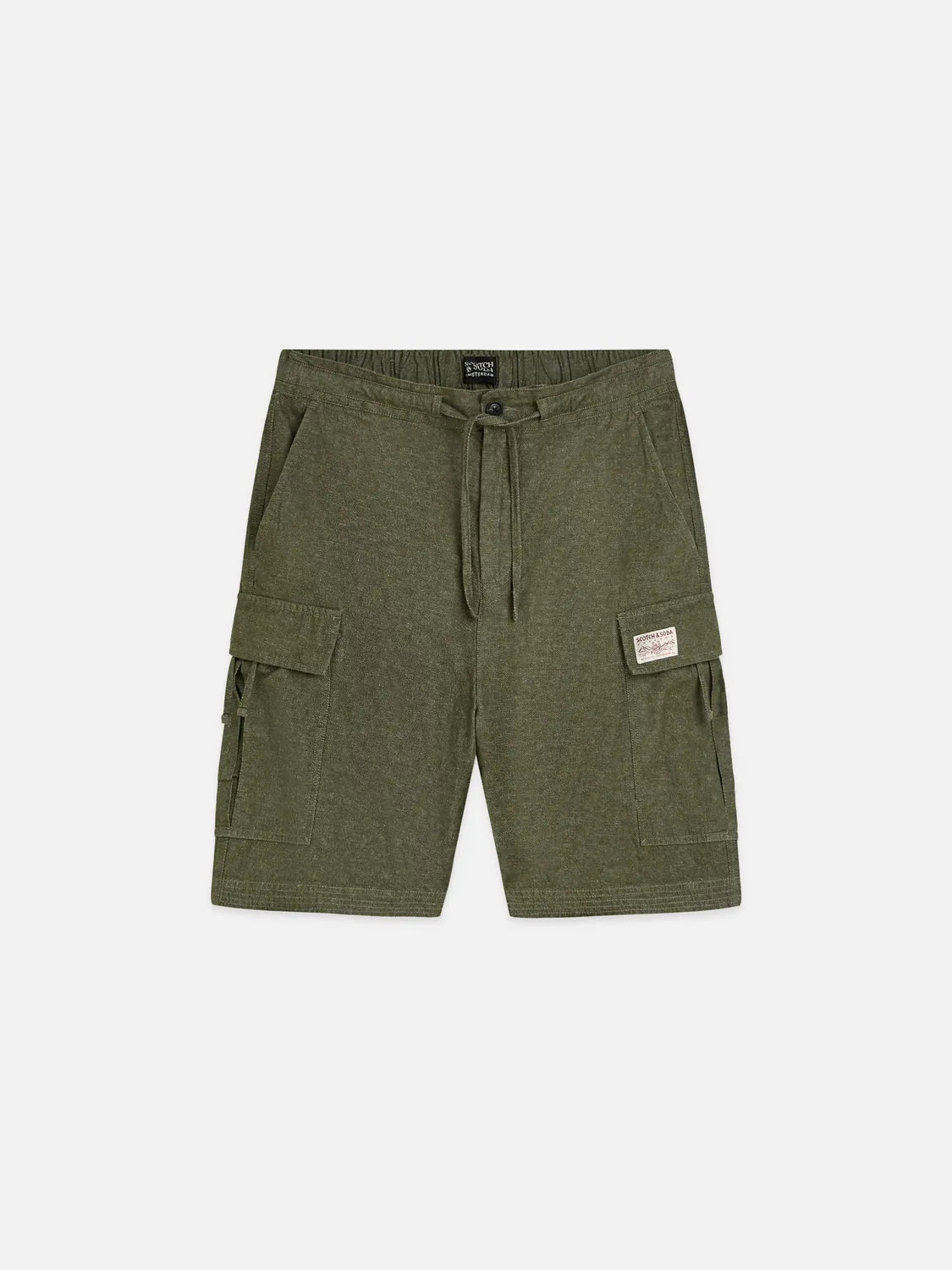 Linen-Blend Relaxed-Fit Cargo Bermuda Shorts