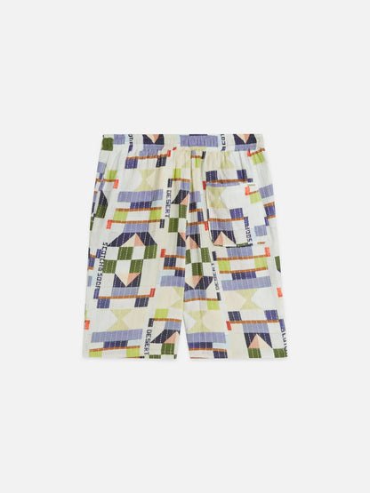 Topstitched Printed Cotton Relaxed-Fit Bermuda Shorts