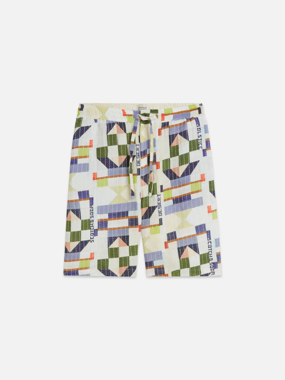 Topstitched Printed Cotton Relaxed-Fit Bermuda Shorts