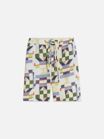 Topstitched Printed Cotton Relaxed-Fit Bermuda Shorts