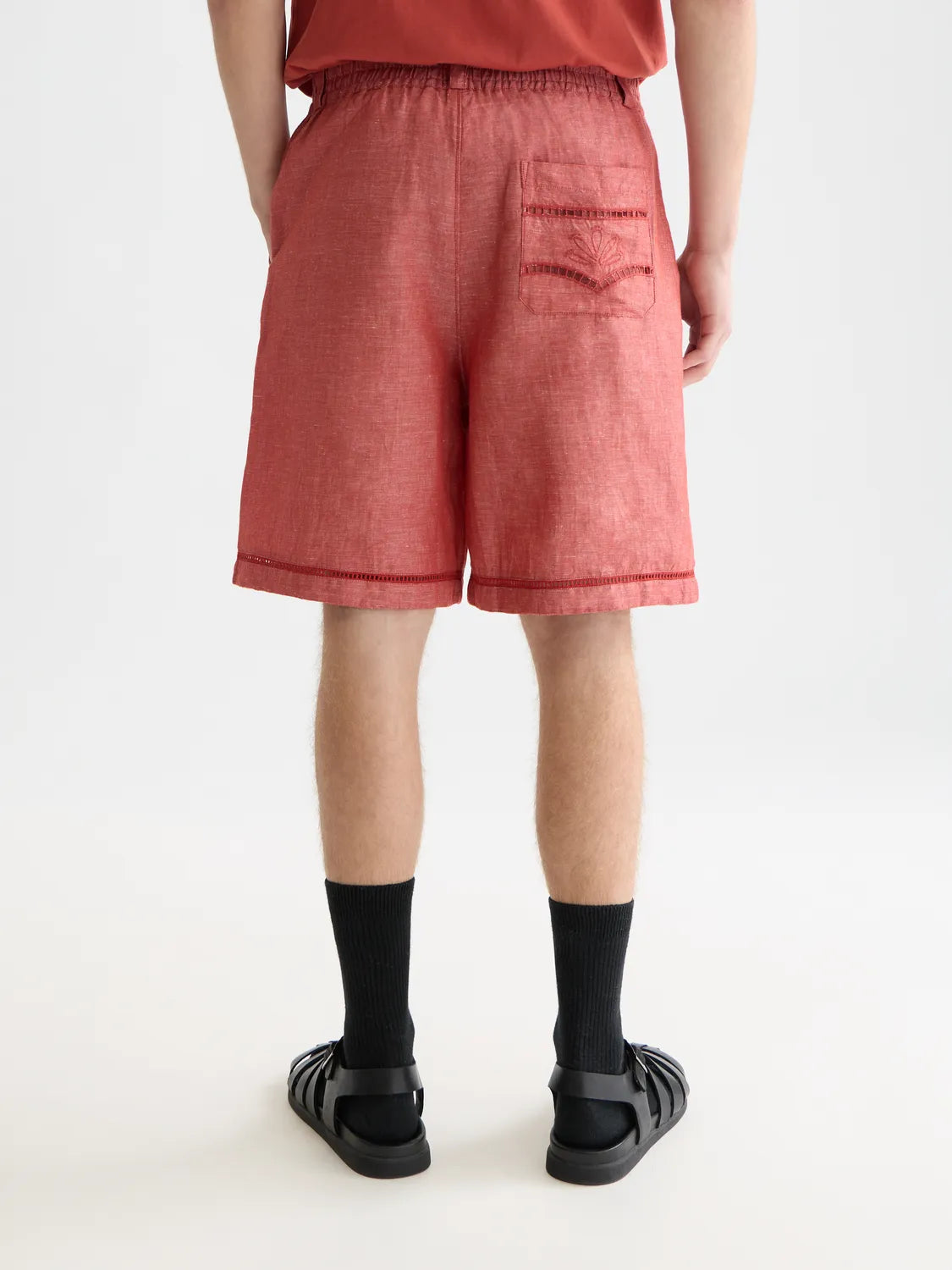 Embroidered Linen-Blend Wide-Fit Bermuda Shorts