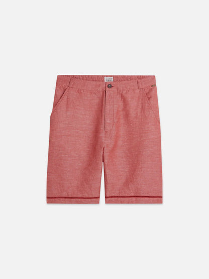 Embroidered Linen-Blend Wide-Fit Bermuda Shorts