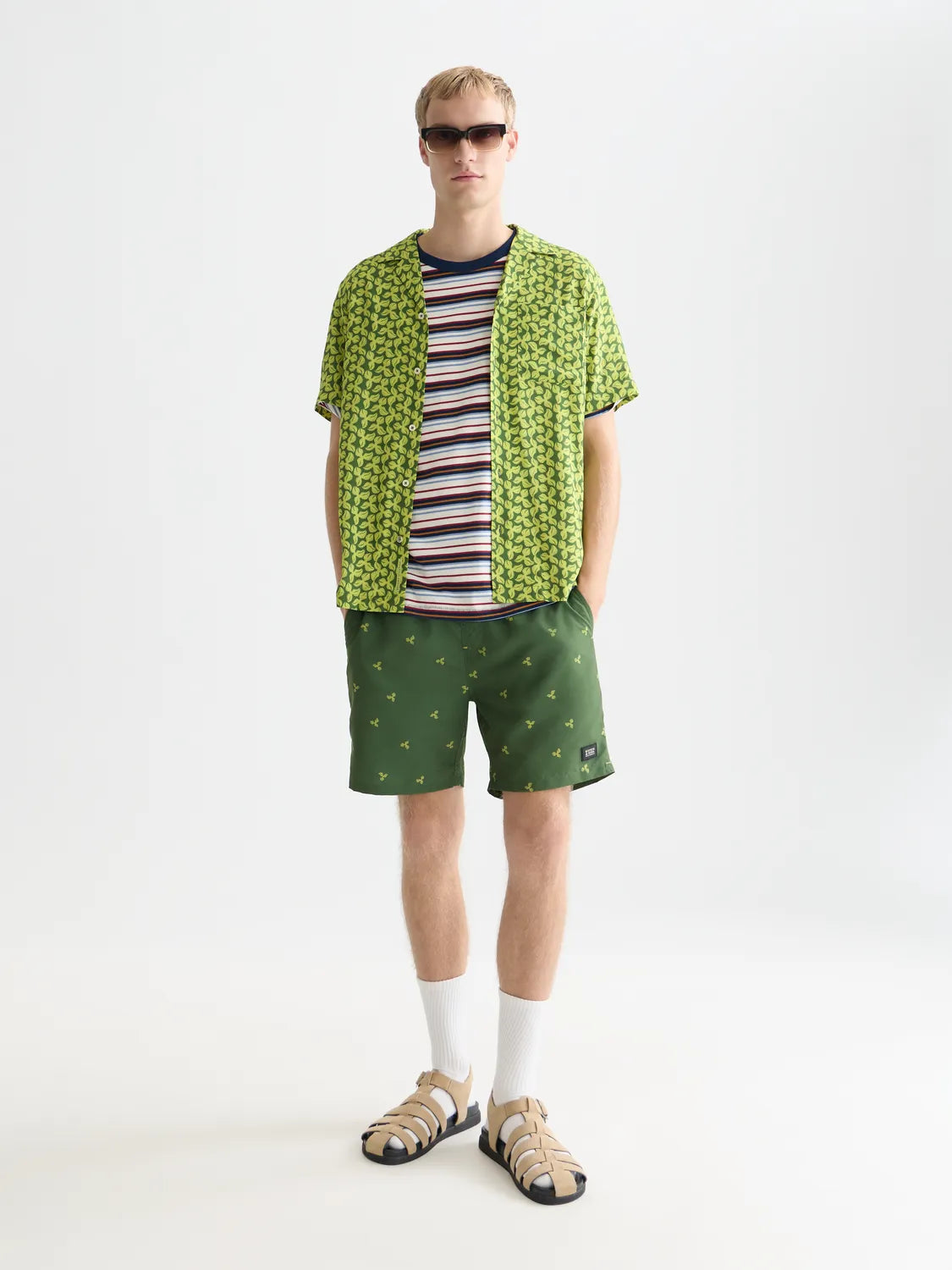 Mini Print Mid-Length Swim Shorts