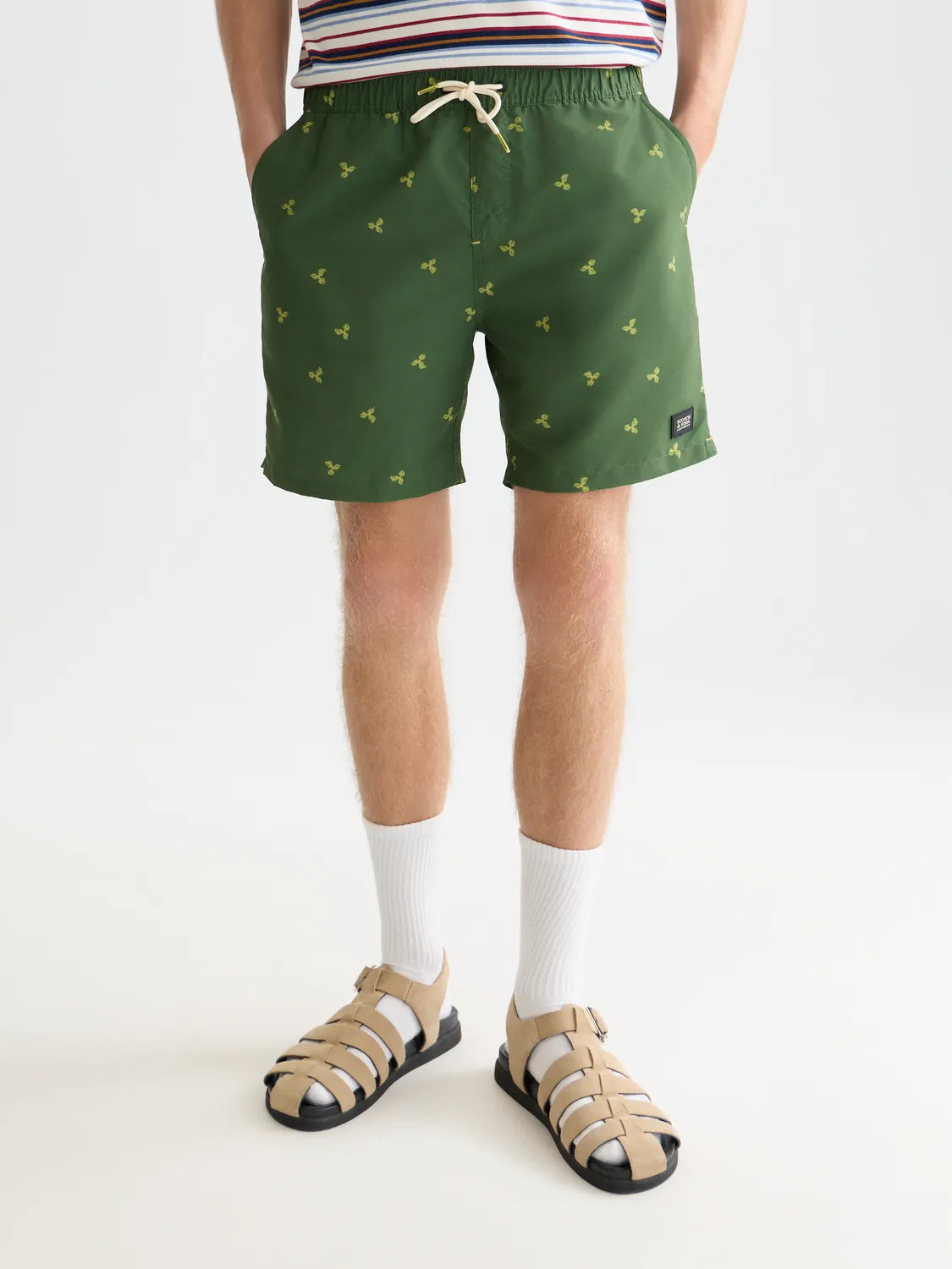Mini Print Mid-Length Swim Shorts