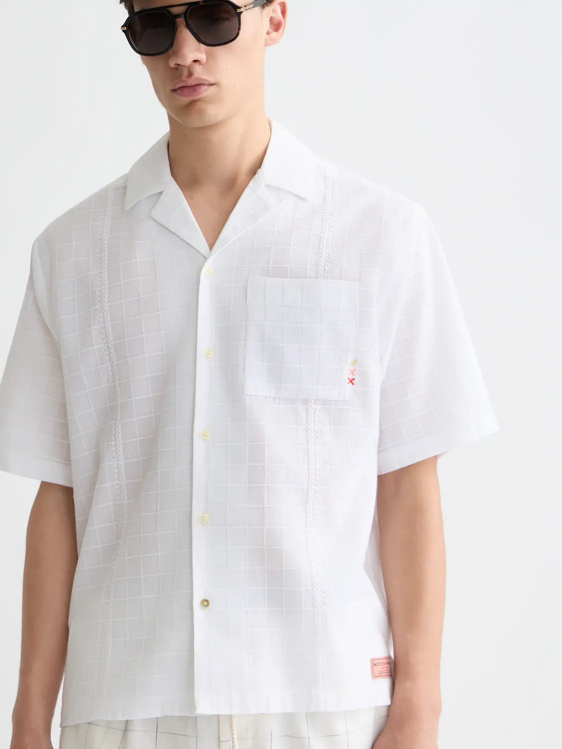 Embroidered Structured Relaxed-Fit Short-Sleeve Shirt