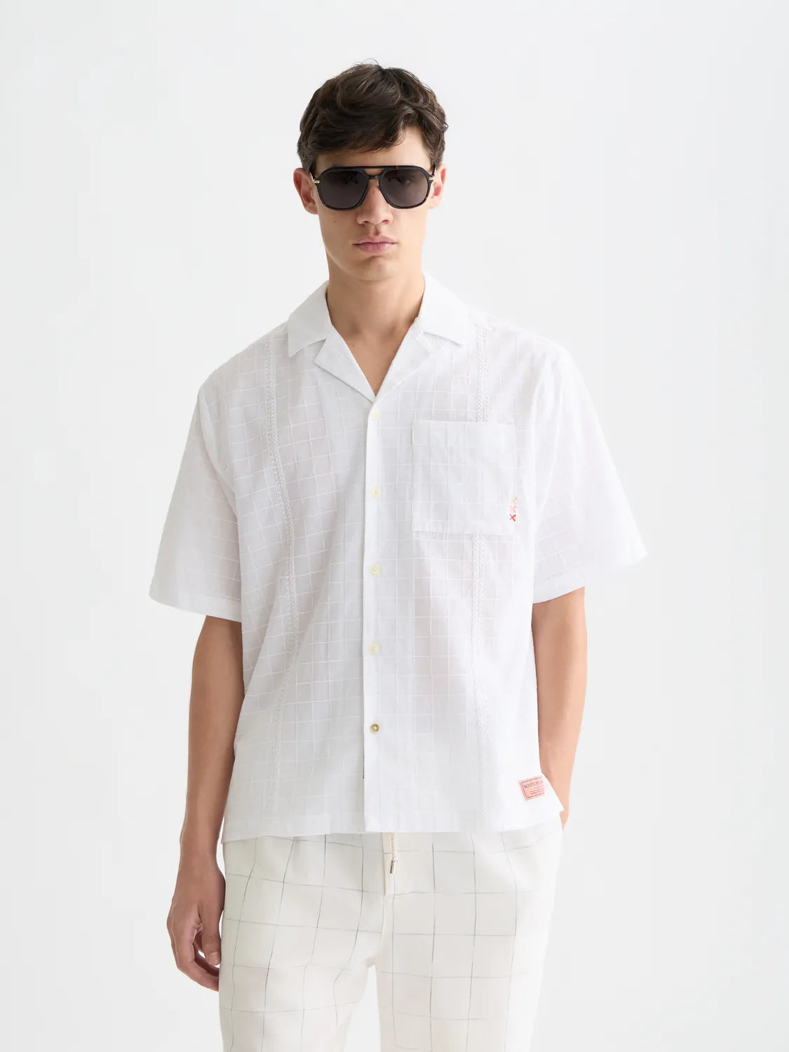 Embroidered Structured Relaxed-Fit Short-Sleeve Shirt