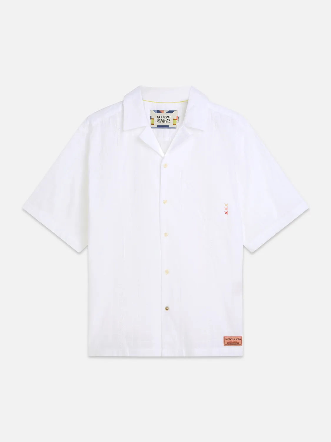 Embroidered Structured Relaxed-Fit Short-Sleeve Shirt