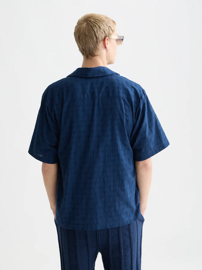 Embroidered Structured Relaxed-Fit Short-Sleeve Shirt