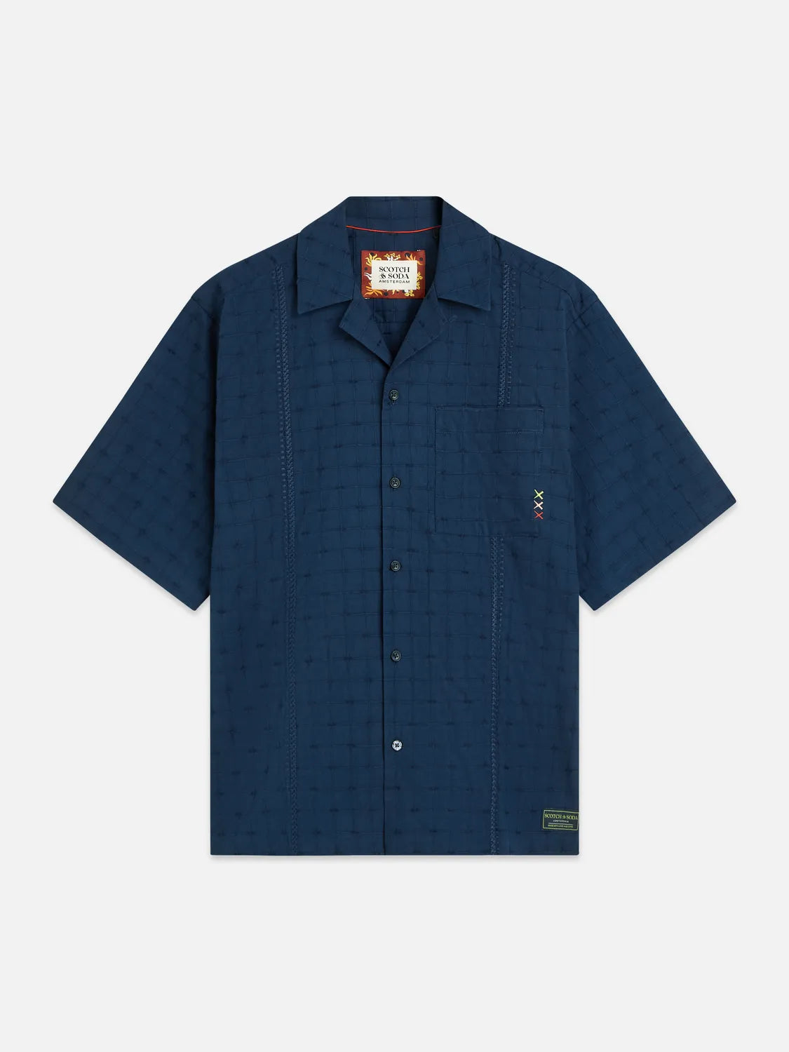 Embroidered Structured Relaxed-Fit Short-Sleeve Shirt