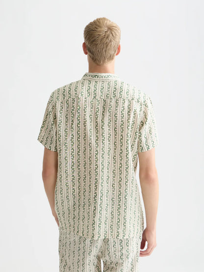 Printed Linen Regular-Fit Short-Sleeve Shirt