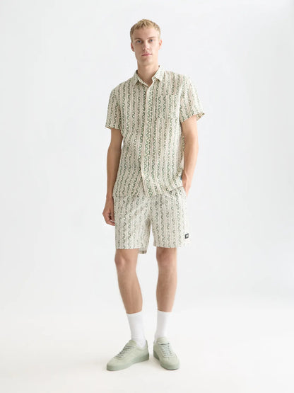Printed Linen Regular-Fit Short-Sleeve Shirt