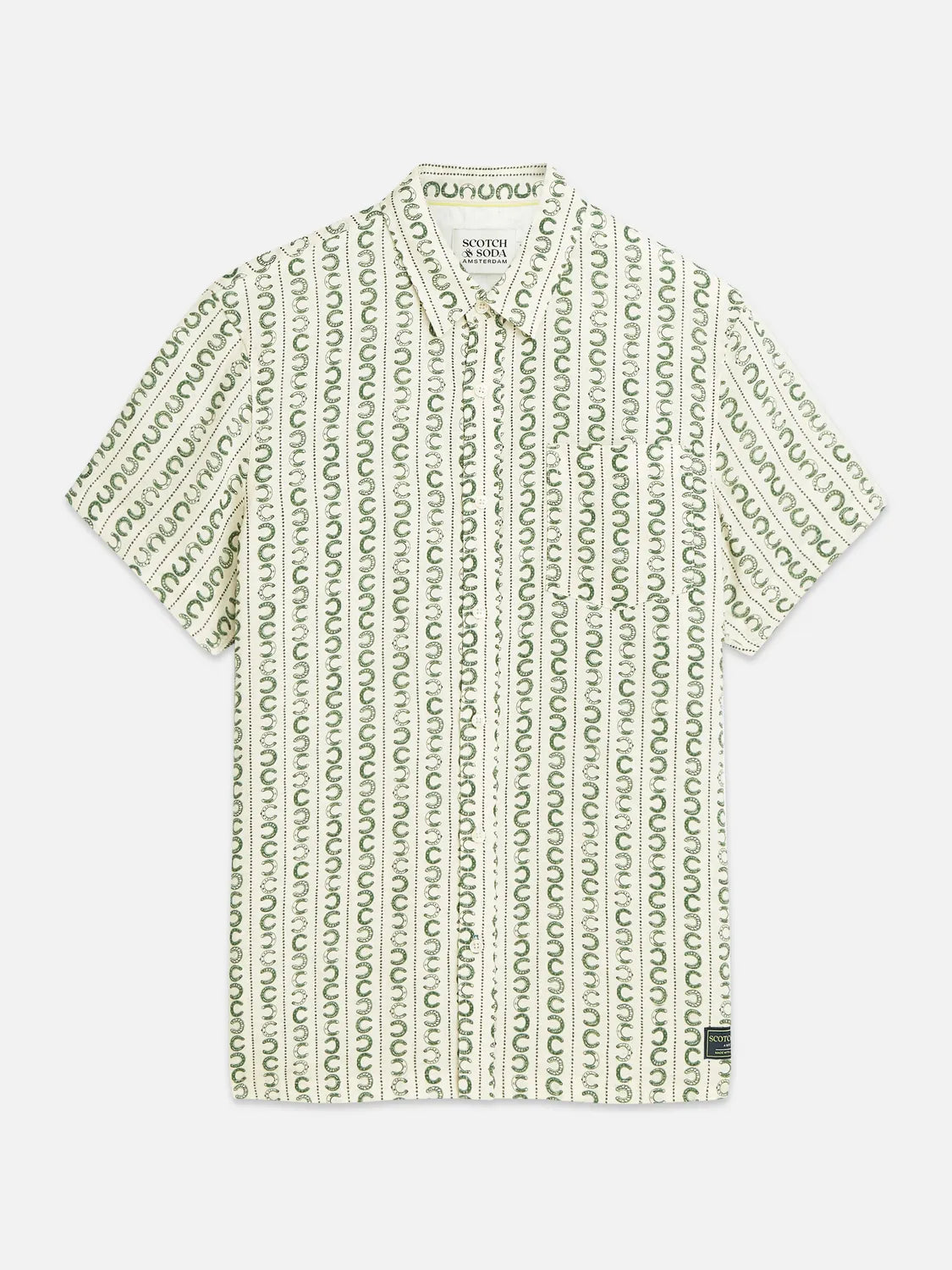 Printed Linen Regular-Fit Short-Sleeve Shirt