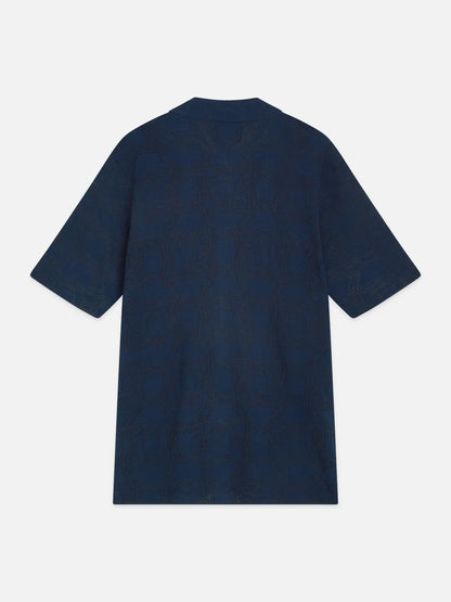 Tone-on-Tone Knitted Short Sleeve Shirt