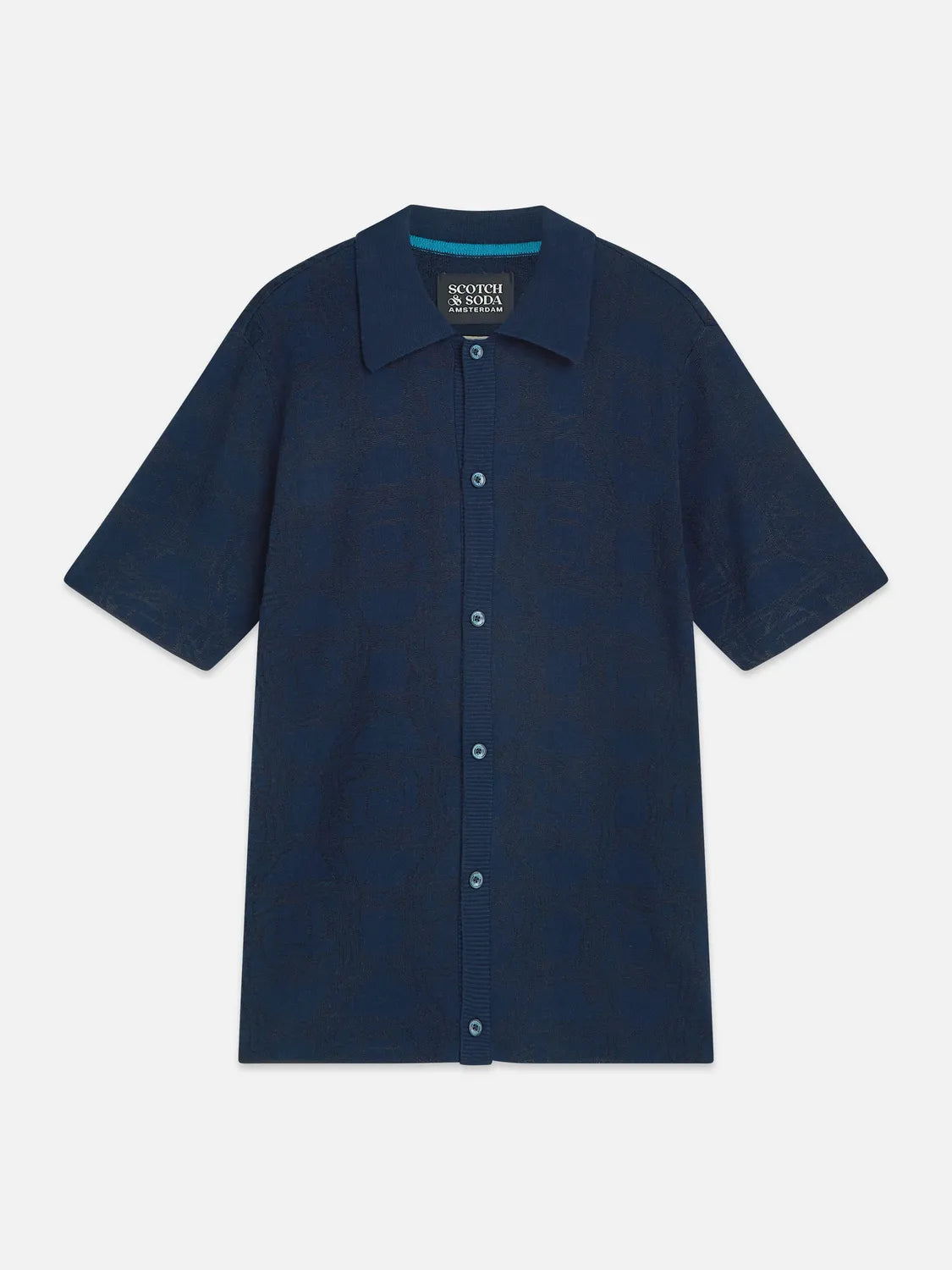 Tone-on-Tone Knitted Short Sleeve Shirt
