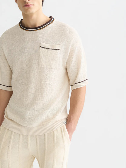 Knitted Cotton Linen-Blend Relaxed-Fit T-Shirt