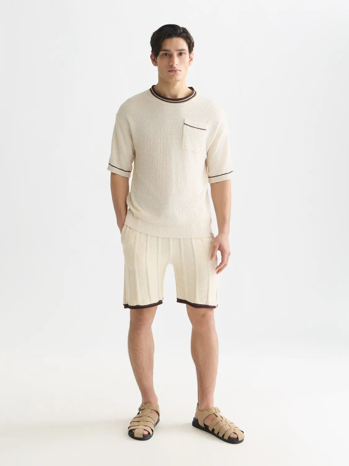 Knitted Cotton Linen-Blend Relaxed-Fit T-Shirt
